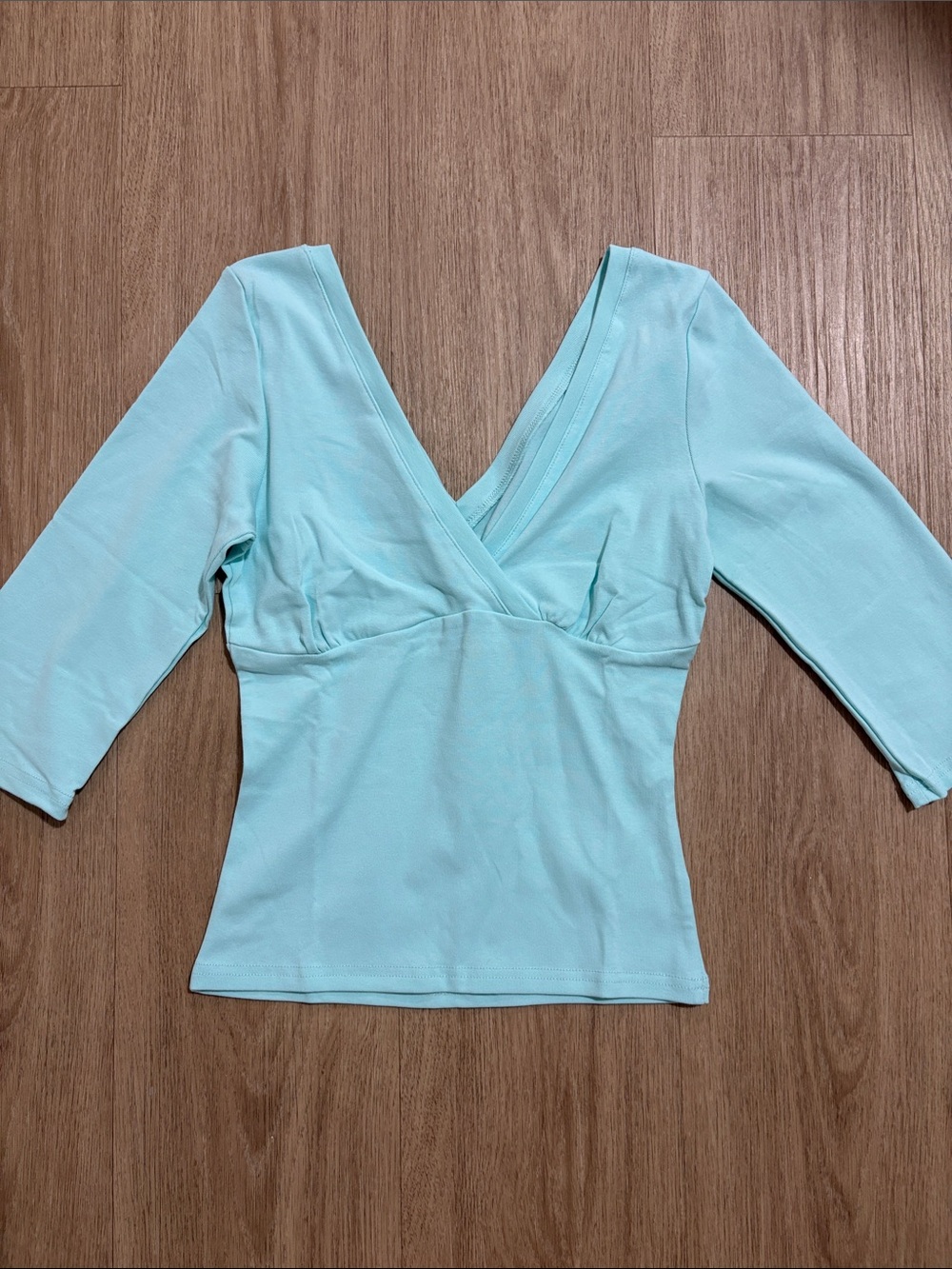 Women’s Light Aqua V-Neck Wrap Top